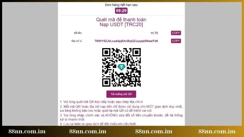 Giao dịch nạp tiền thành công nhanh chóng